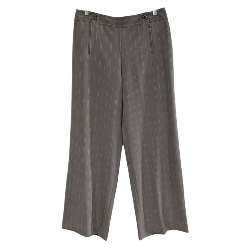 Harvé Benard Women's Pinstripe Wide Leg Trousers, Brown, 10 Petite, Sailor Style